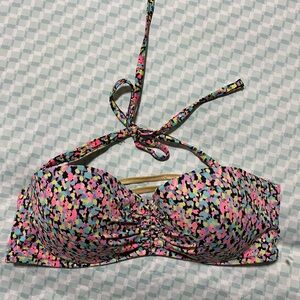 VS colorful confetti Bandeau Bikini Top - Neon Floral Print 36D